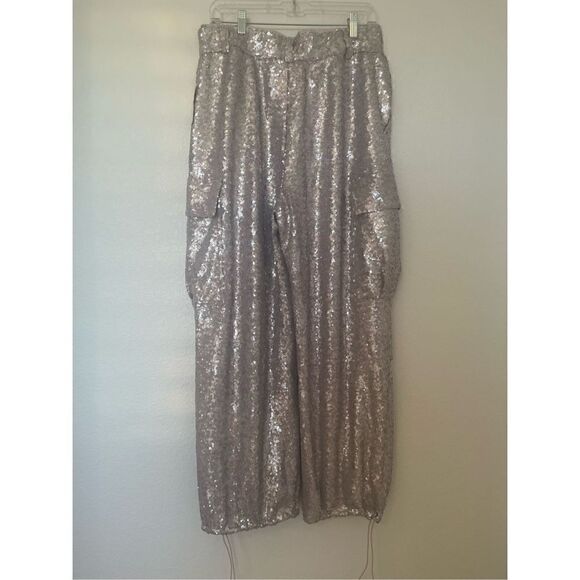 By Anthropologie sequin cargo pants NEW - Picture 9 of 10